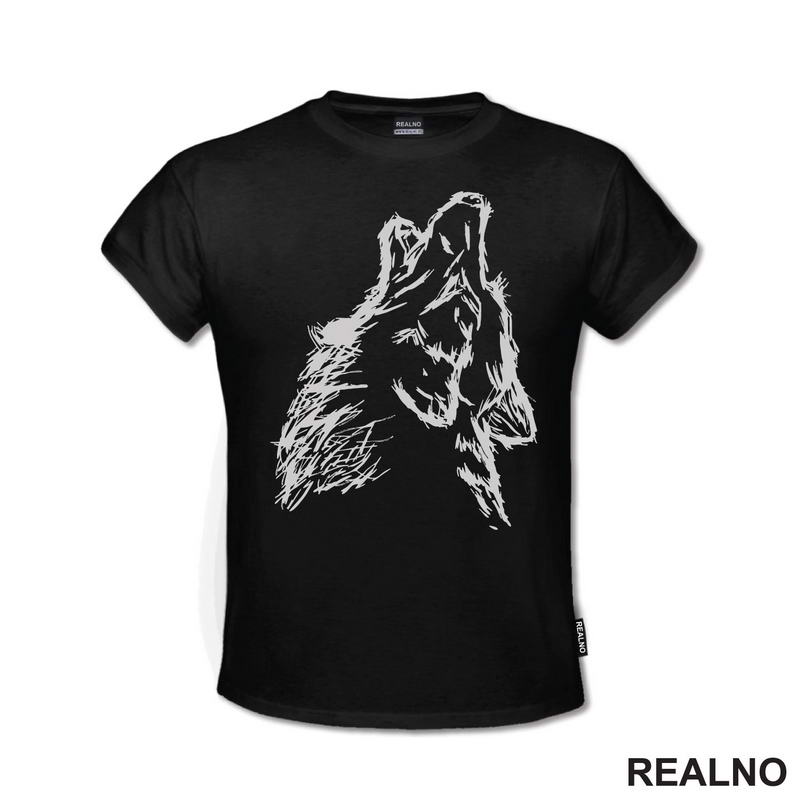 Wolf Howling - Illustration - Vuk - Životinje - Majica
