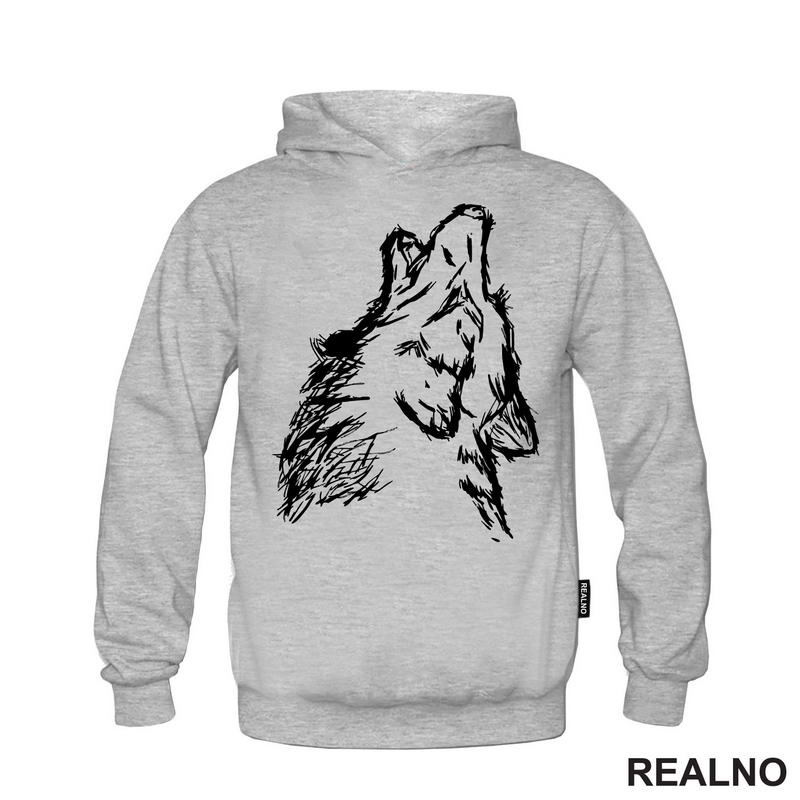Wolf Howling - Illustration - Vuk - Životinje - Majica