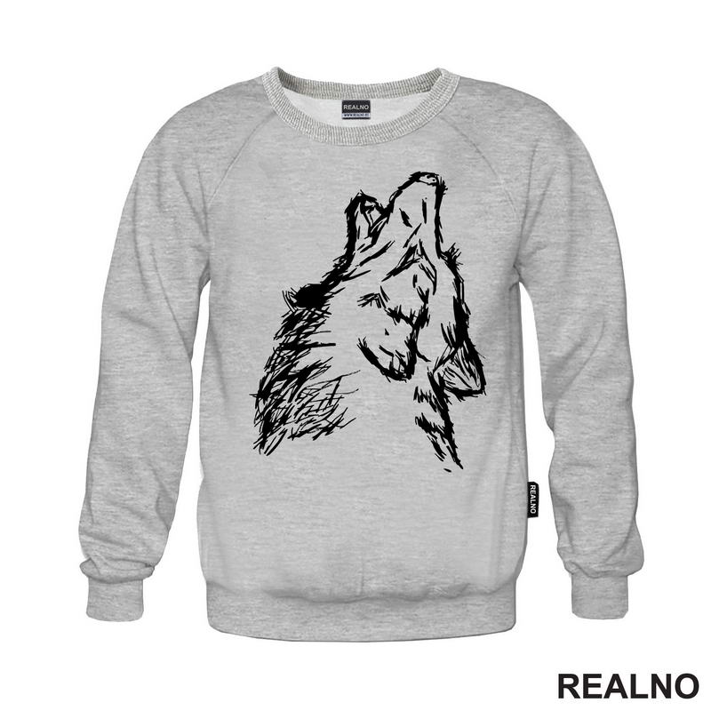 Wolf Howling - Illustration - Vuk - Životinje - Majica