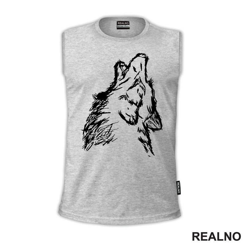 Wolf Howling - Illustration - Vuk - Životinje - Majica