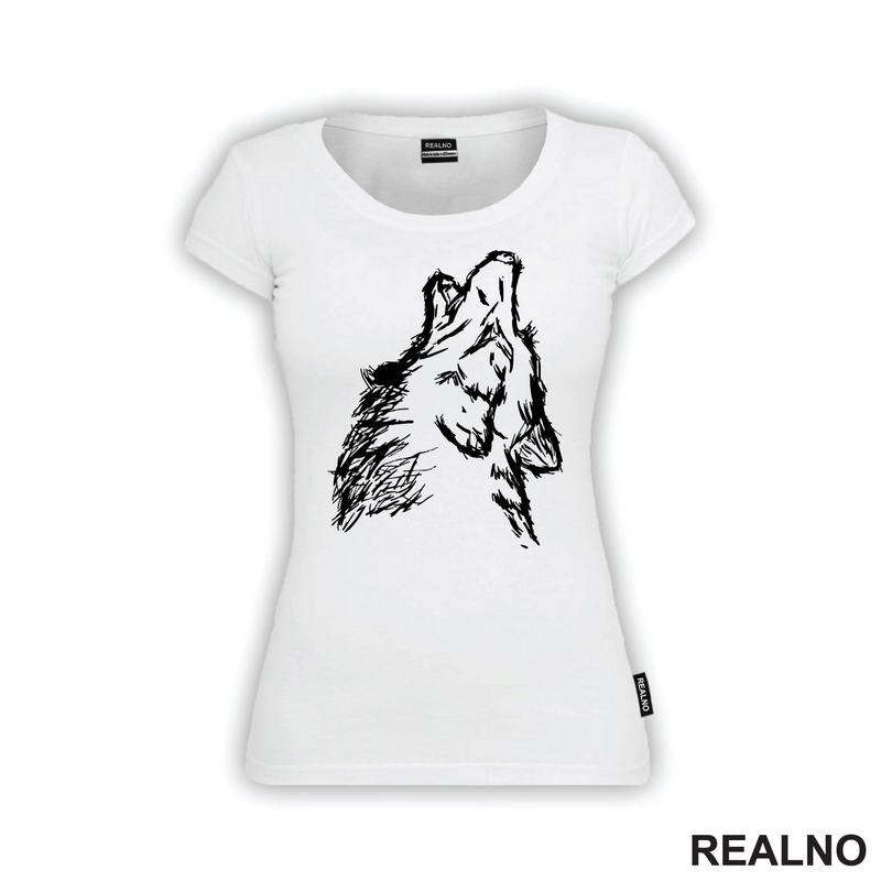 Wolf Howling - Illustration - Vuk - Životinje - Majica