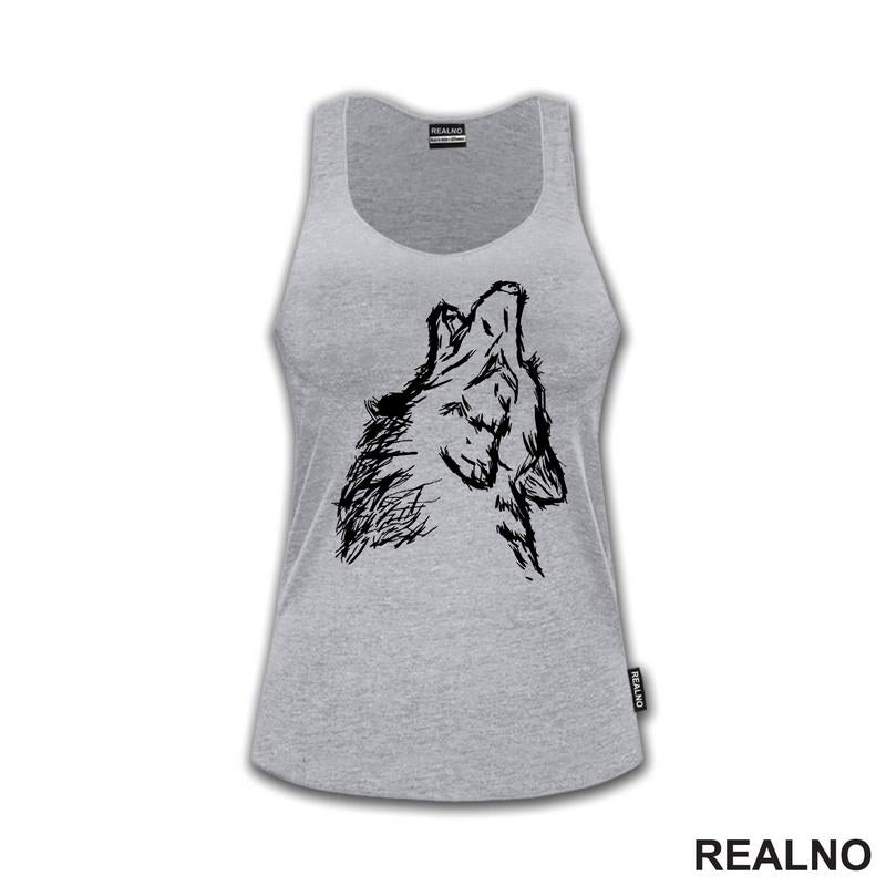 Wolf Howling - Illustration - Vuk - Životinje - Majica