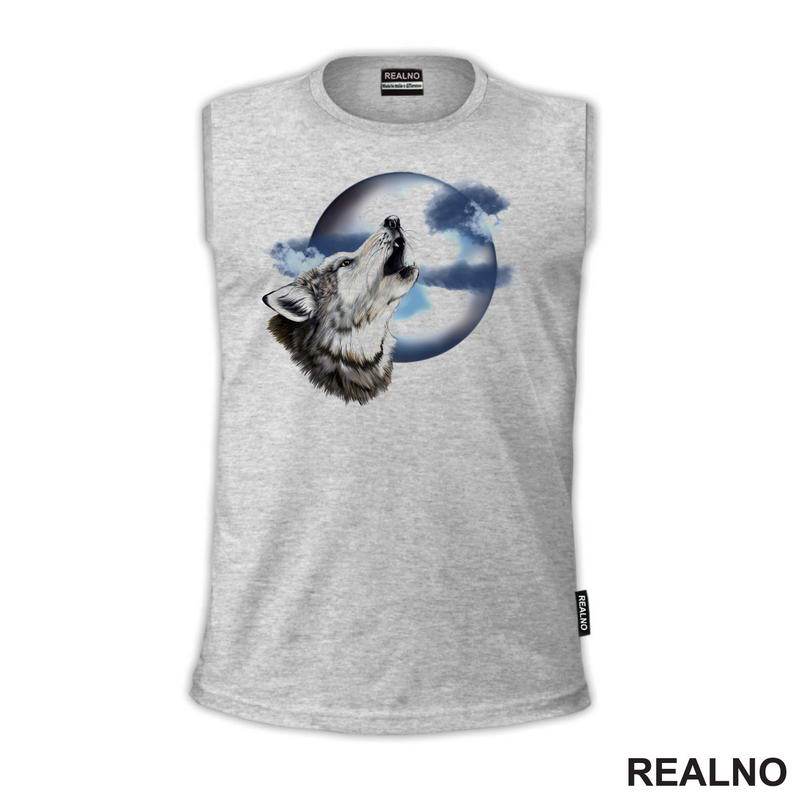 Wolf Howling At The Blue Moon - Vuk - Životinje - Majica