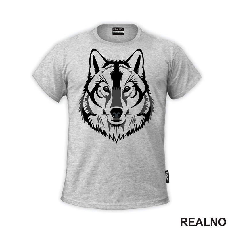 Wolf Head - Grey Illustration - Vuk - Životinje - Majica