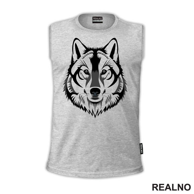 Wolf Head - Grey Illustration - Vuk - Životinje - Majica