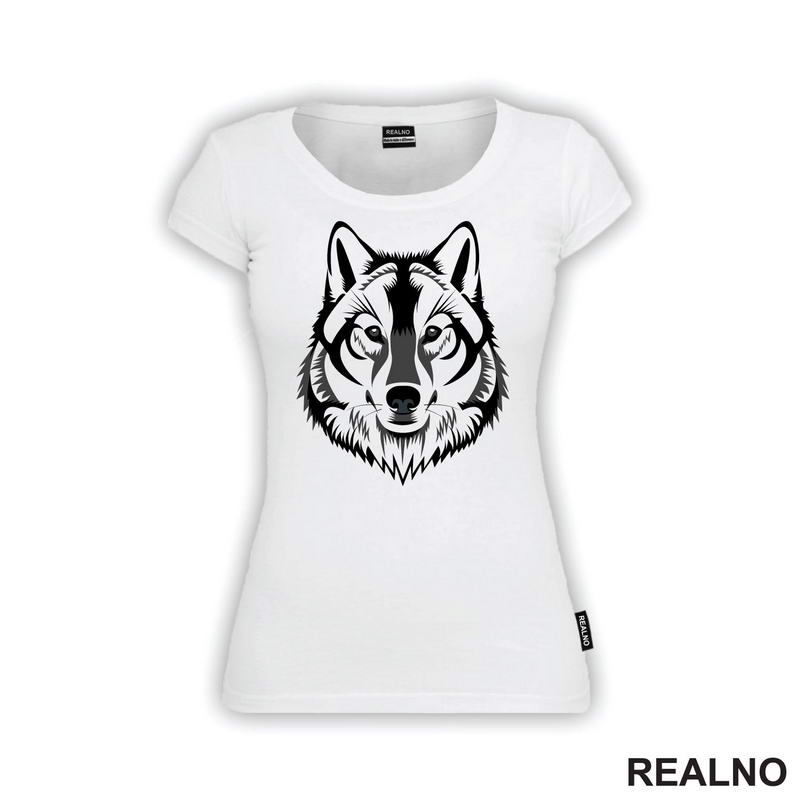 Wolf Head - Grey Illustration - Vuk - Životinje - Majica
