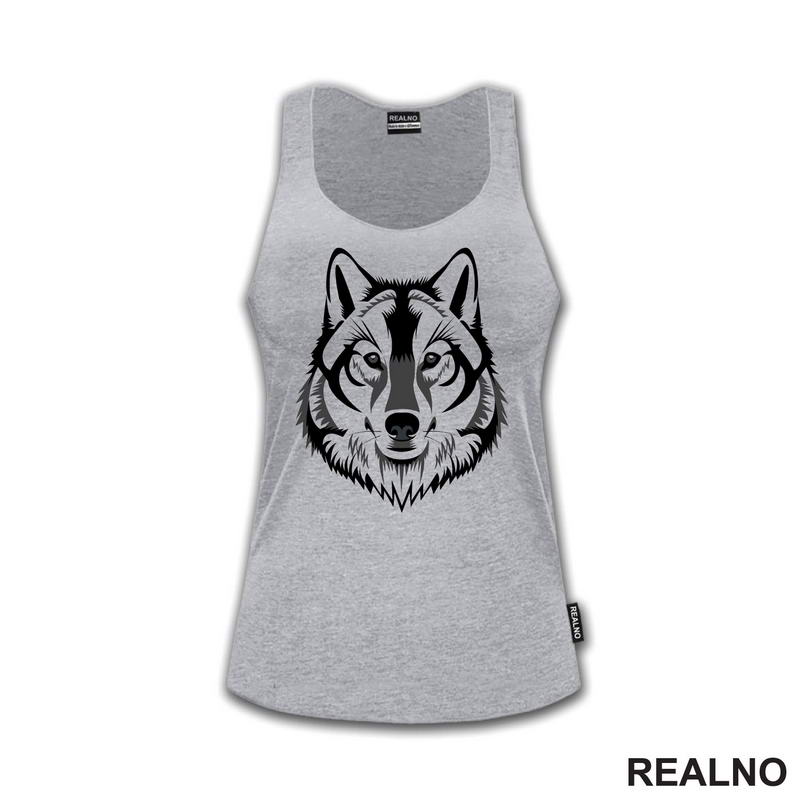Wolf Head - Grey Illustration - Vuk - Životinje - Majica