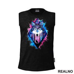 Painted Wolf's Head In The Forest - Watercolor Painting - Vuk - Životinje - Majica