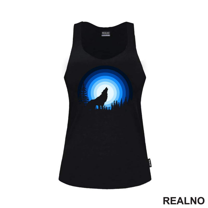 Wolf Howling At The Full Moon Under The Stars - Vuk - Životinje - Majica