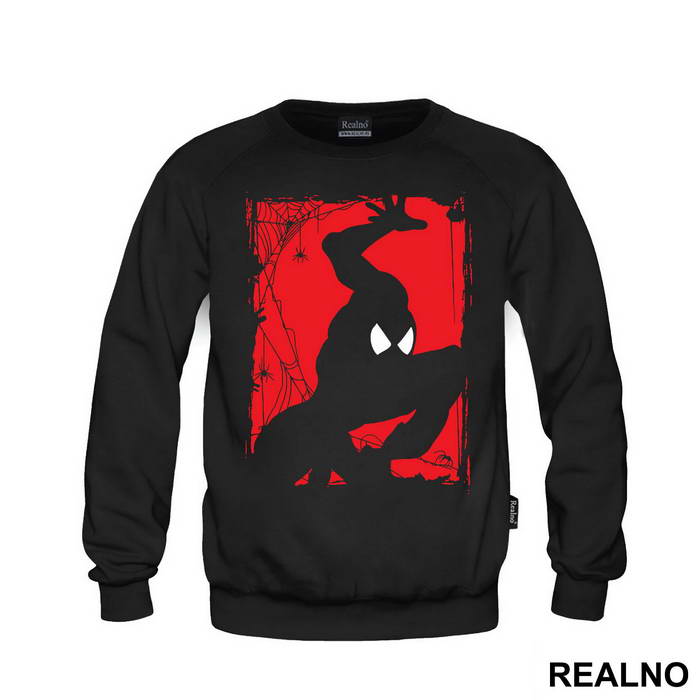 Red Background And Web - SpiderMan - Majica