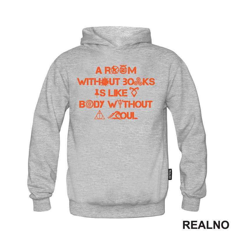 A Room Without Books Is Like Body Without A Soul - Orange - Books - Čitanje - Knjige - Majica
