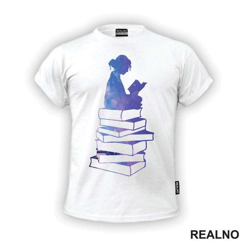 Girl Reading - Silhouette - Colors - Books - Čitanje - Knjige - Majica