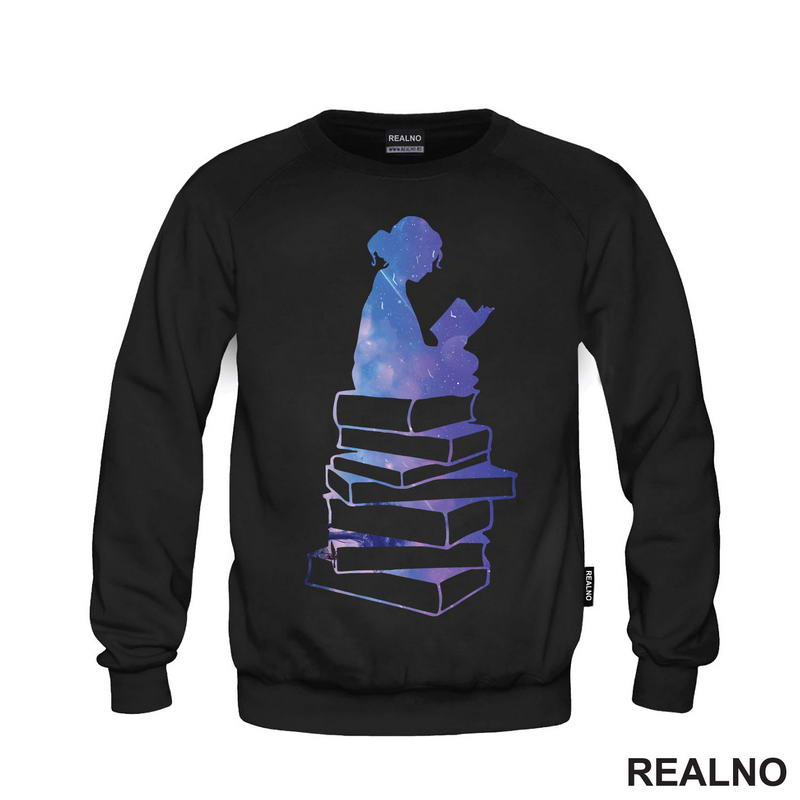Girl Reading - Silhouette - Colors - Books - Čitanje - Knjige - Majica