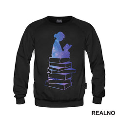 Girl Reading - Silhouette - Colors - Books - Čitanje - Knjige - Majica