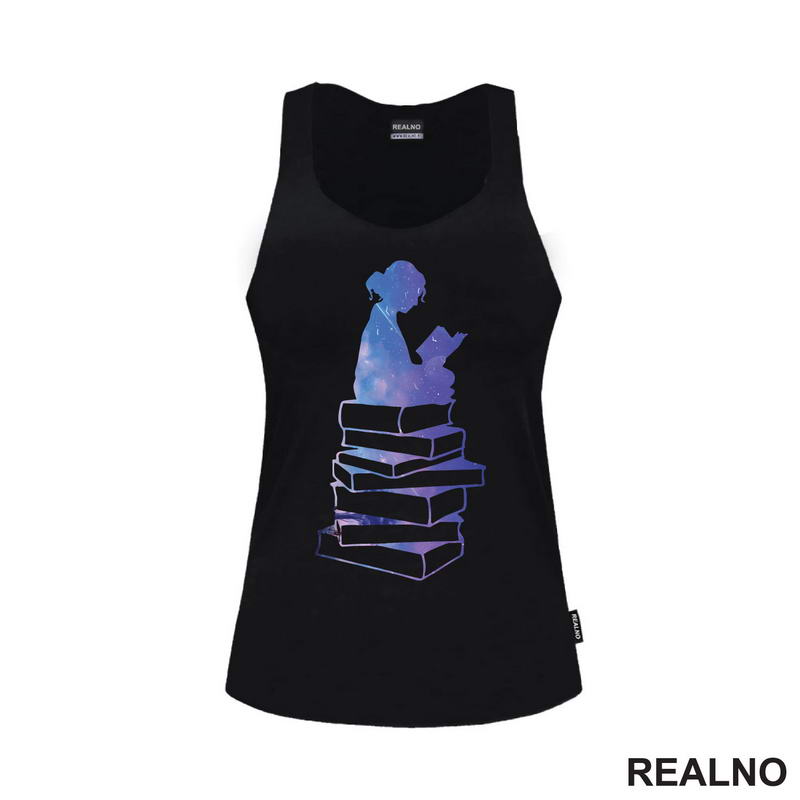 Girl Reading - Silhouette - Colors - Books - Čitanje - Knjige - Majica