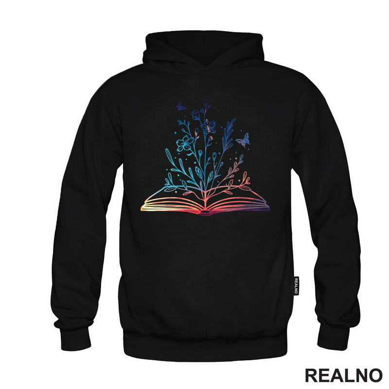 Open Book With Flowers -  Colors - Books - Čitanje - Knjige - Majica