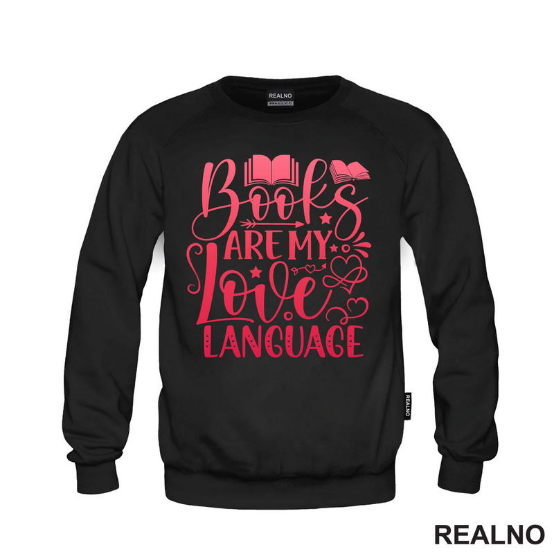 Books Are My Love Language - Red - Books - Čitanje - Knjige - Majica