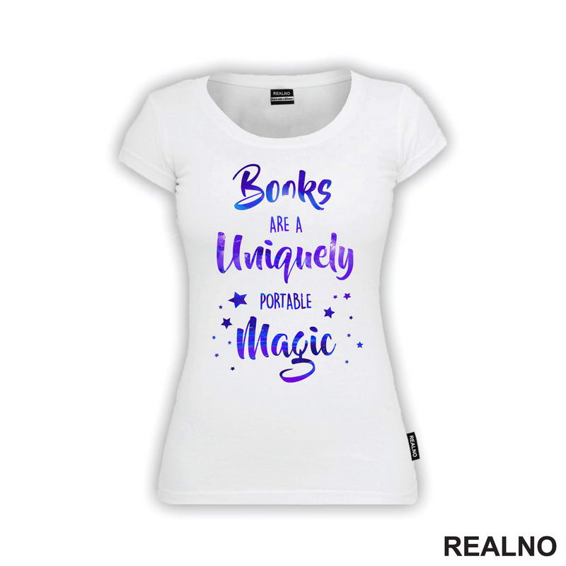 Books Are A Uniquely Portable Magic - Colors - Books - Čitanje - Knjige - Majica