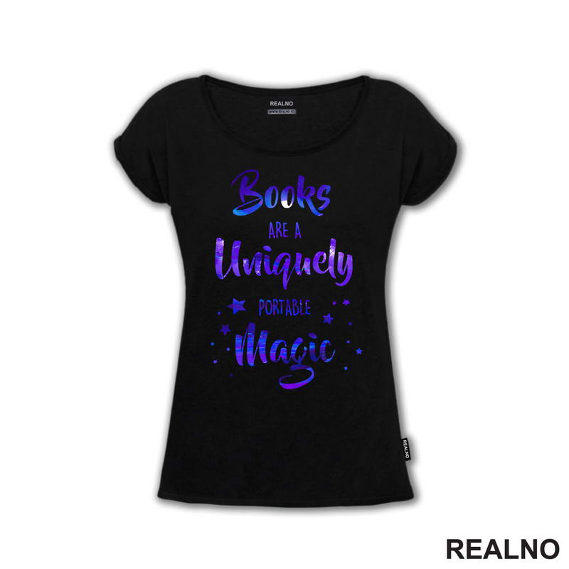 Books Are A Uniquely Portable Magic - Colors - Books - Čitanje - Knjige - Majica
