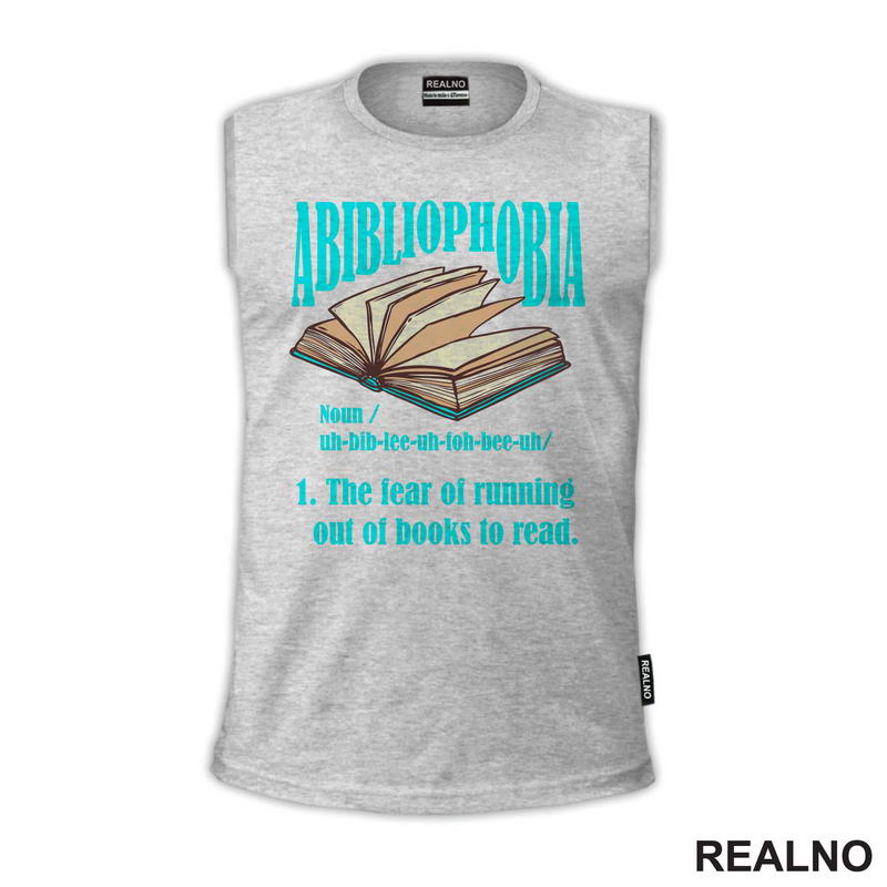 Abibliophobia - The Fear Of Running Out Of Books To Read - Open - Blue  - Books - Čitanje - Knjige - Majica