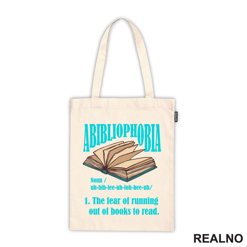 Abibliophobia - The Fear Of Running Out Of Books To Read - Open - Blue  - Books - Čitanje - Knjige - Majica