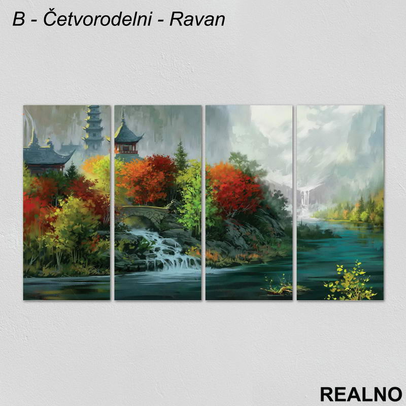 Reka, planine, zelenilo - Priroda - Slika na platnu - Kanvas