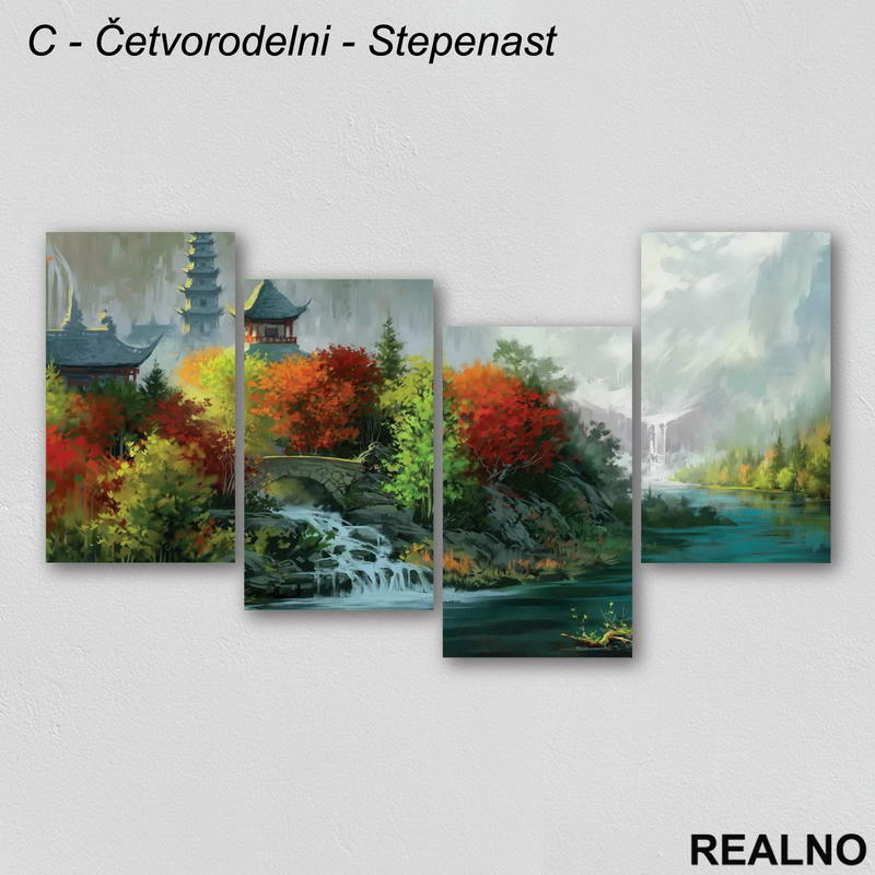 Reka, planine, zelenilo - Priroda - Slika na platnu - Kanvas