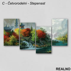 Reka, planine, zelenilo - Priroda - Slika na platnu - Kanvas