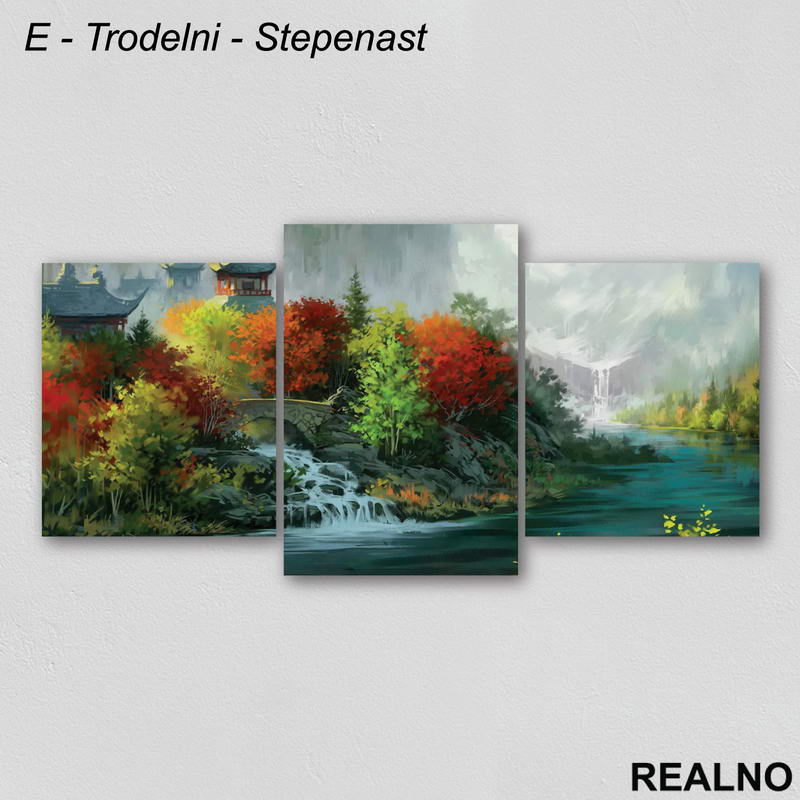 Reka, planine, zelenilo - Priroda - Slika na platnu - Kanvas