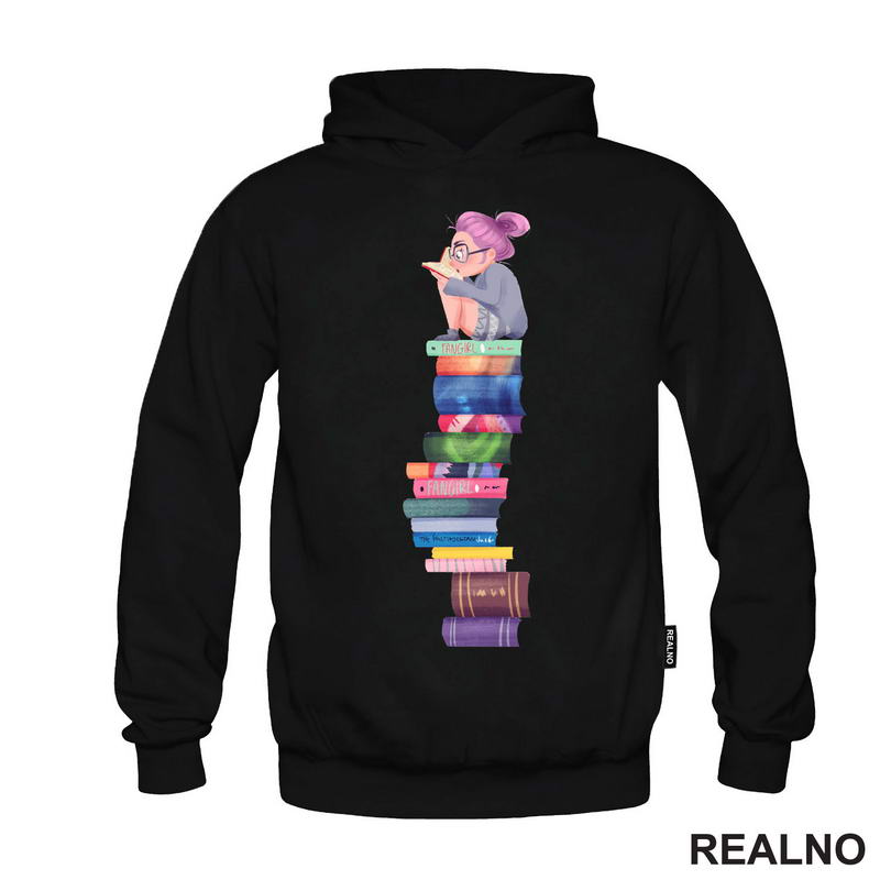 Girl Reading - Fun Girl - Colors  - Books - Čitanje - Knjige - Majica