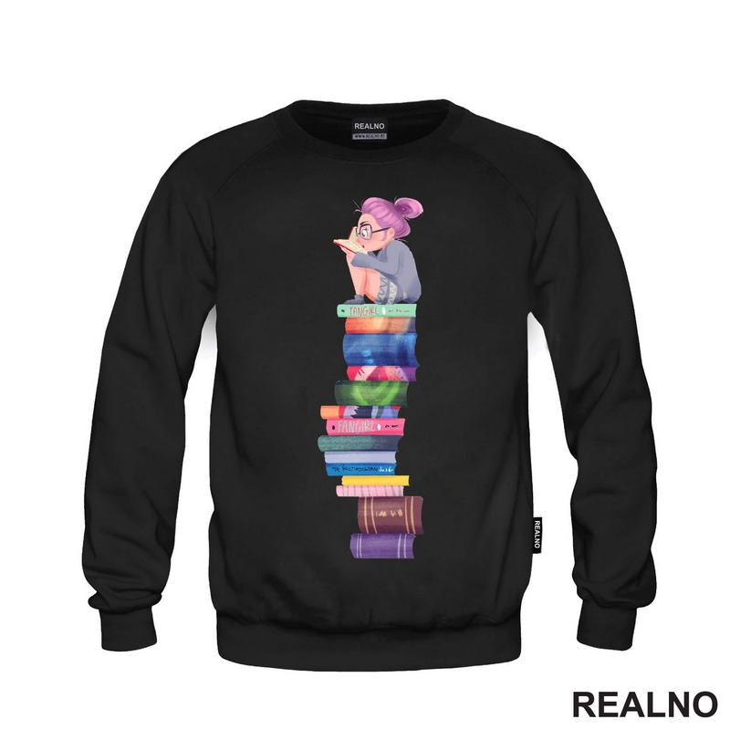 Girl Reading - Fun Girl - Colors  - Books - Čitanje - Knjige - Majica