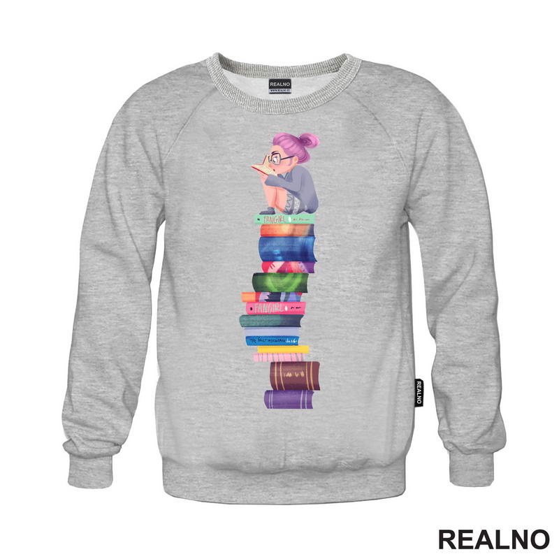 Girl Reading - Fun Girl - Colors  - Books - Čitanje - Knjige - Majica