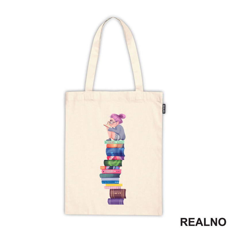 Girl Reading - Fun Girl - Colors  - Books - Čitanje - Knjige - Majica