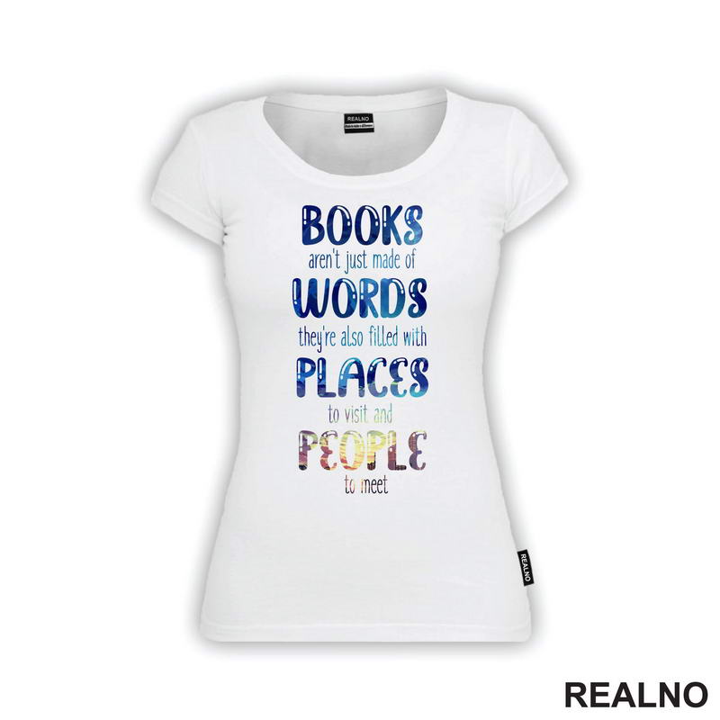 Books, Words, Places, People - Colors - Books - Čitanje - Knjige - Majica
