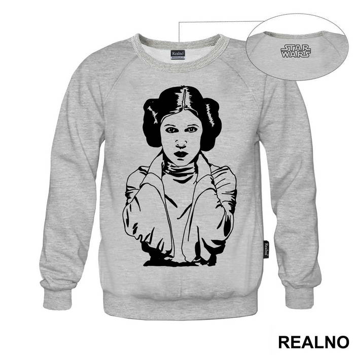 Black Outline - Princess Leia - Star Wars - Majica