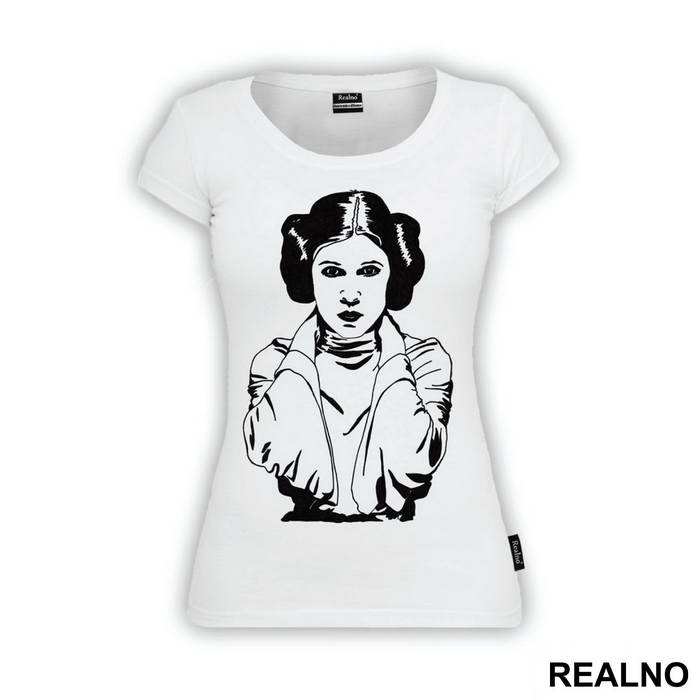 Black Outline - Princess Leia - Star Wars - Majica