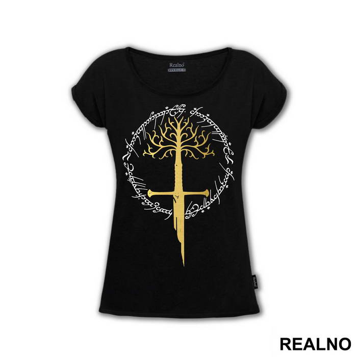 Sword Of The King, The White Tree Of Gondor And Ring Of Power - Lord Of The Rings - LOTR - Majica