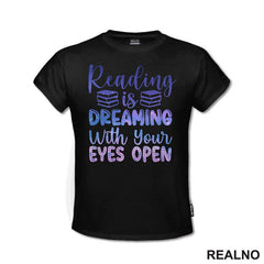 Reading Is Dreaming With Your Eyes Open Purple - Books - Čitanje - Knjige - Majica