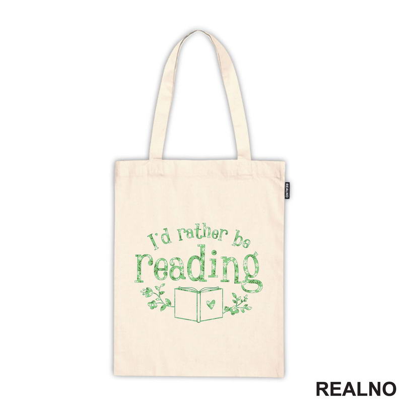 I'd Rather Be Reading - Green Flowers - Books - Čitanje - Knjige - Majica
