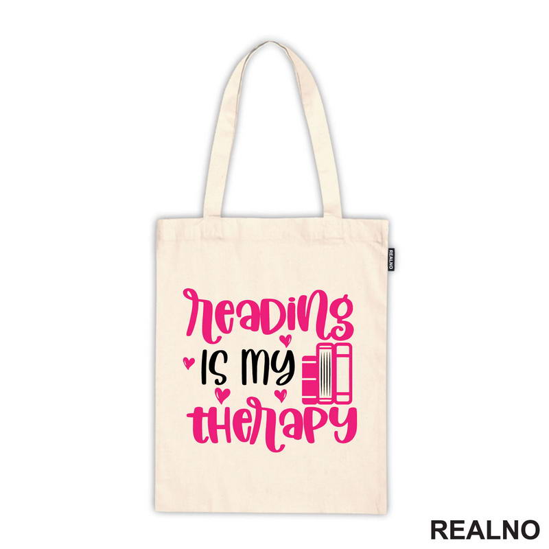 Reading Is My Therapy - Pink And White - Books - Čitanje - Knjige - Majica