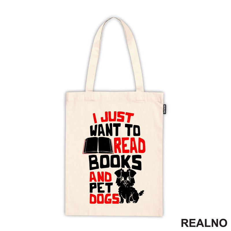 I Just Want To Read Books And Pet Dogs - Red And White - Books - Čitanje - Knjige - Majica