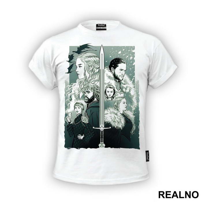 Daenerys Targaryen, Jon Snow, Tyrion Lannister, Arya Stark, Cersei Lannister, And Sansa Stark - Game Of Thrones - GOT - Majica