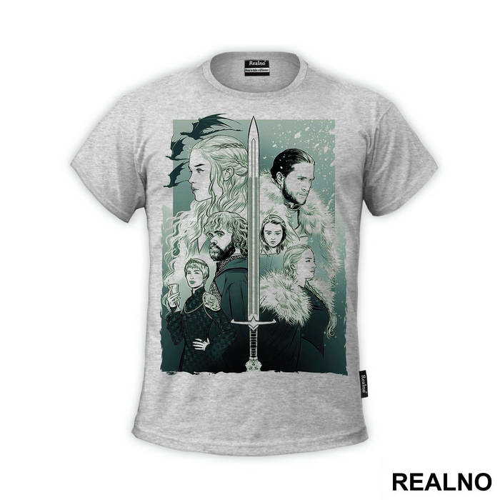Daenerys Targaryen, Jon Snow, Tyrion Lannister, Arya Stark, Cersei Lannister, And Sansa Stark - Game Of Thrones - GOT - Majica