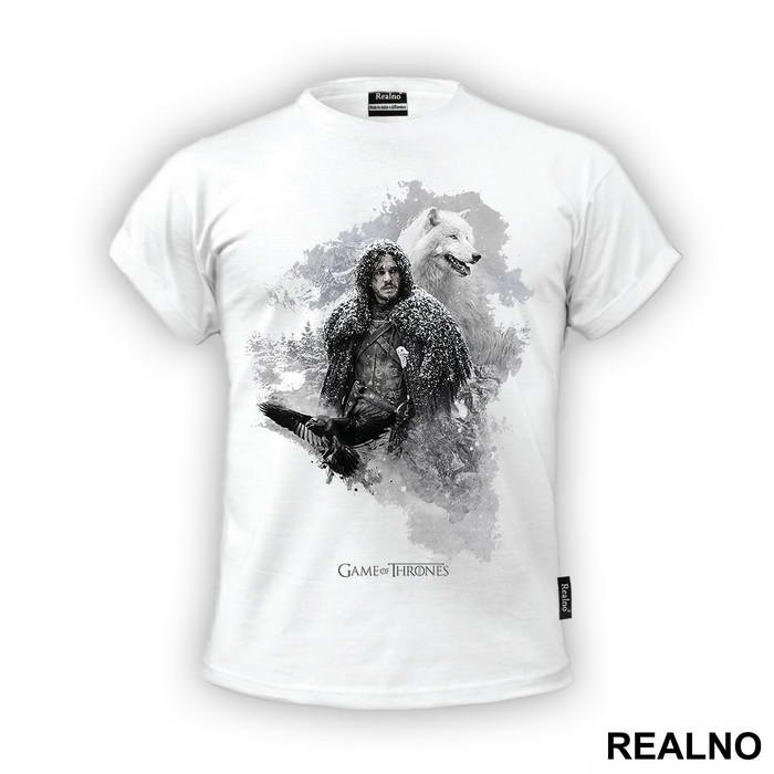 Jon Snow, Ghost And Crow - Game Of Thrones - GOT - Majica