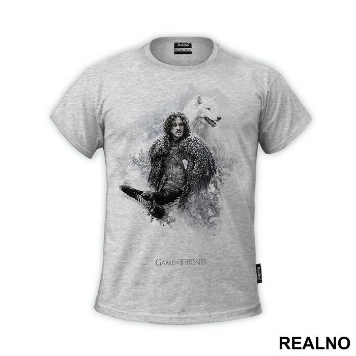 Jon Snow, Ghost And Crow - Game Of Thrones - GOT - Majica