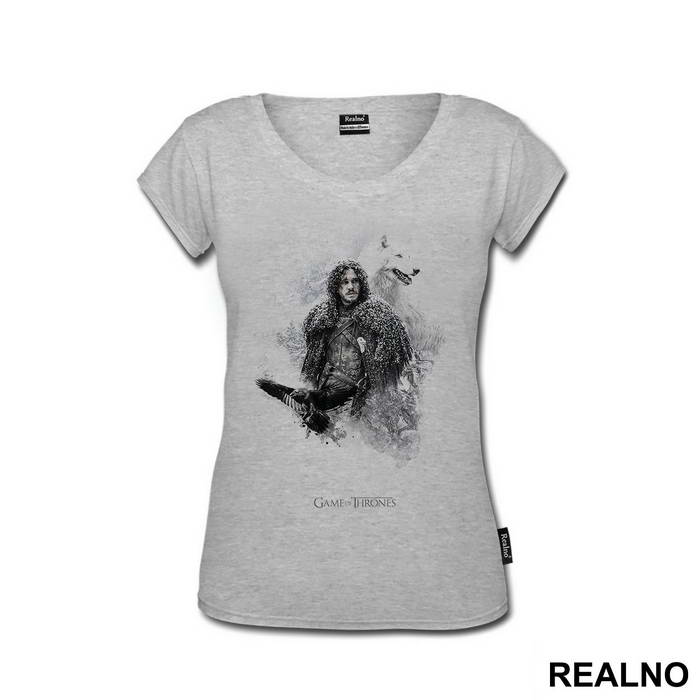 Jon Snow, Ghost And Crow - Game Of Thrones - GOT - Majica