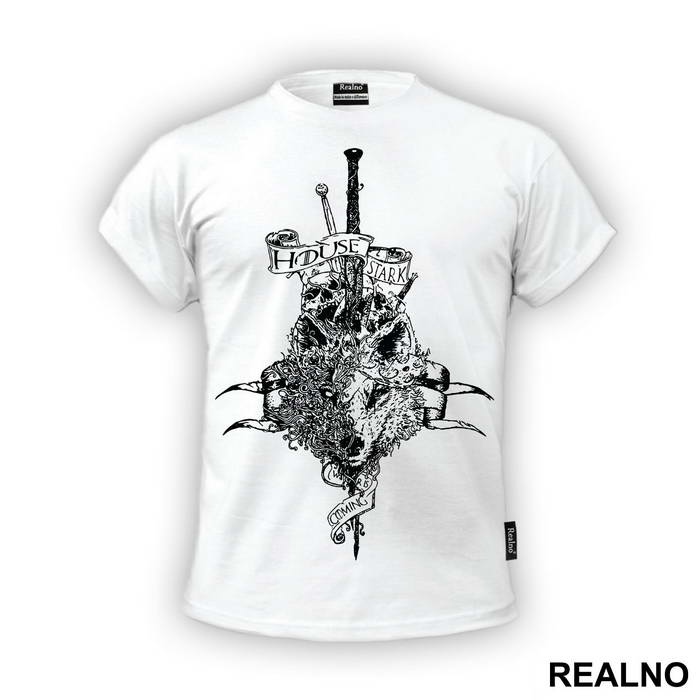 House Stark - Black Drawing - Winter Is Coming - Game Of Thrones - GOT - Majica