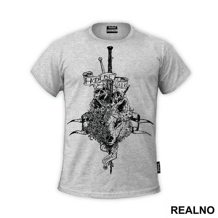 House Stark - Black Drawing - Winter Is Coming - Game Of Thrones - GOT - Majica