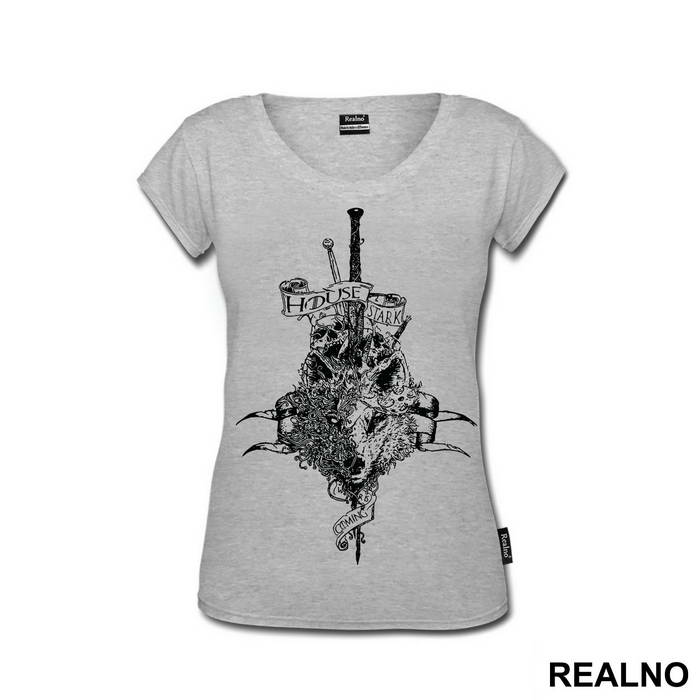 House Stark - Black Drawing - Winter Is Coming - Game Of Thrones - GOT - Majica