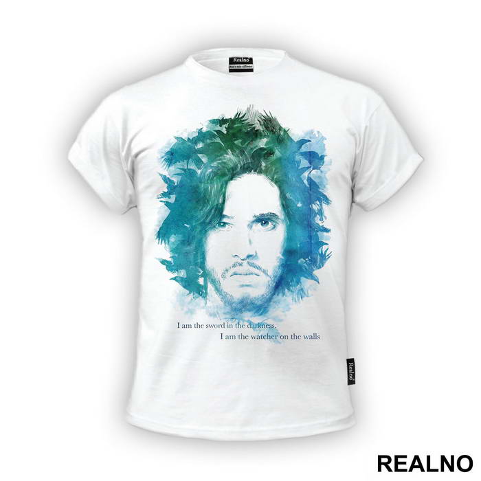 I Am The Sword In The Darkness, I Am The Watcher On The Wall - Jon Snow - Blue - Game Of Thrones - GOT - Majica